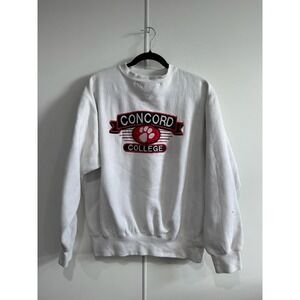 Vintage Concord College Sweatshirt Mens XL White Midwest Embroidery Logo Fleece